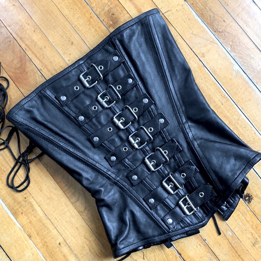 Authentic full Leather overbust Coset with buckles fetish, vampy, goth, cincher